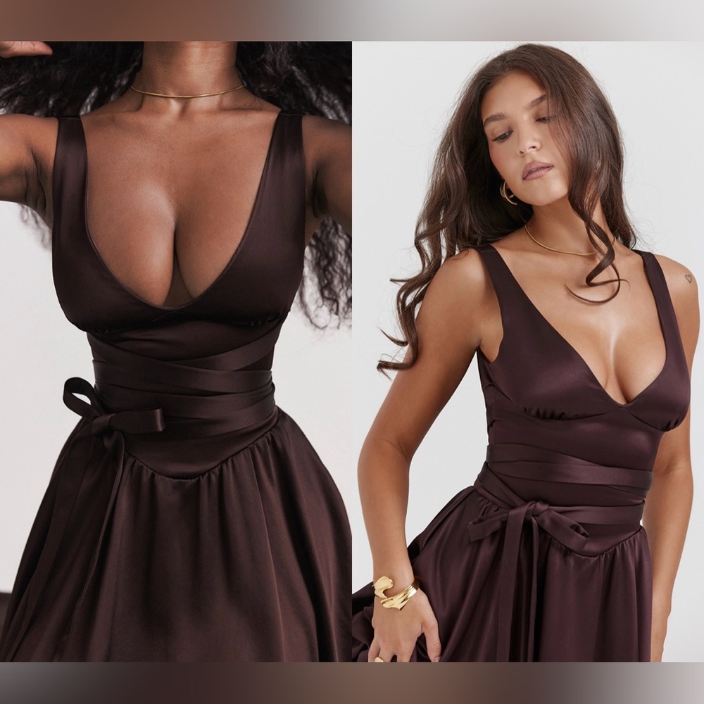 House of CB - Shiema rich brown mini dress (XS) NWT - Picture 3 of 10